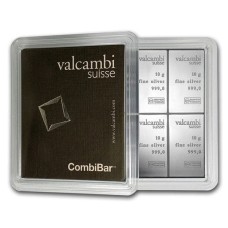 100 Gram (10 x 10 Gram) Valcambi Suisse Silver CombiBar